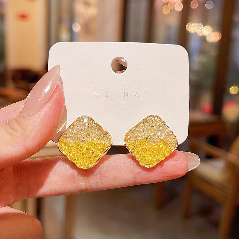 Серьги из серебра 925 пробы с геометрическим квадратным кристаллом «Оранжевое море» для женщин