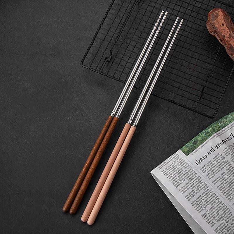 1Pair Stainless Steel Chopsticks Long Chopsticks Cook Noodles Deep Fried Pot Chinese Chopsticks Reusable Metal Chopstick