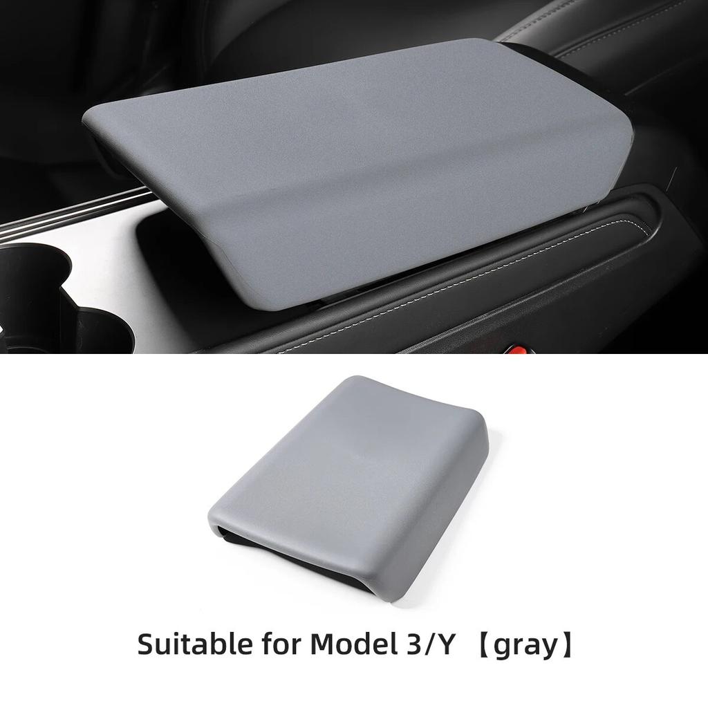 LUCKEASY Car TPE Armrest Box Cover Central Control Armrest Protective Pad Interior Accessories For Tesla Model3 ModelY -2023