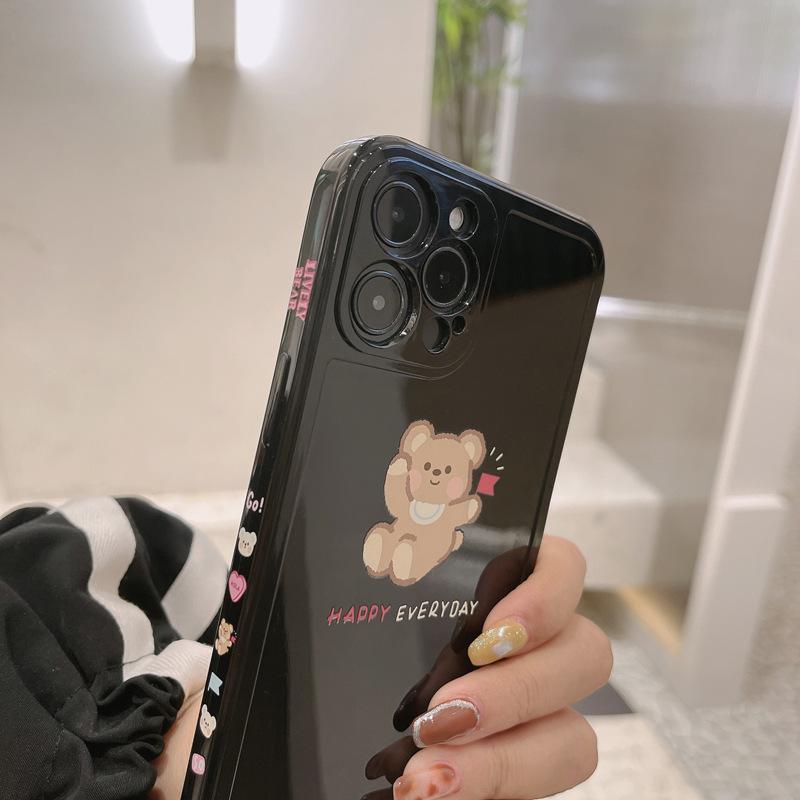Боковой Медведь Яблоко 13 Все включено Чехол для мобильного телефона iPhone 15 XR Расписной 8p Мягкий клей 14pro Max Подходит для 11