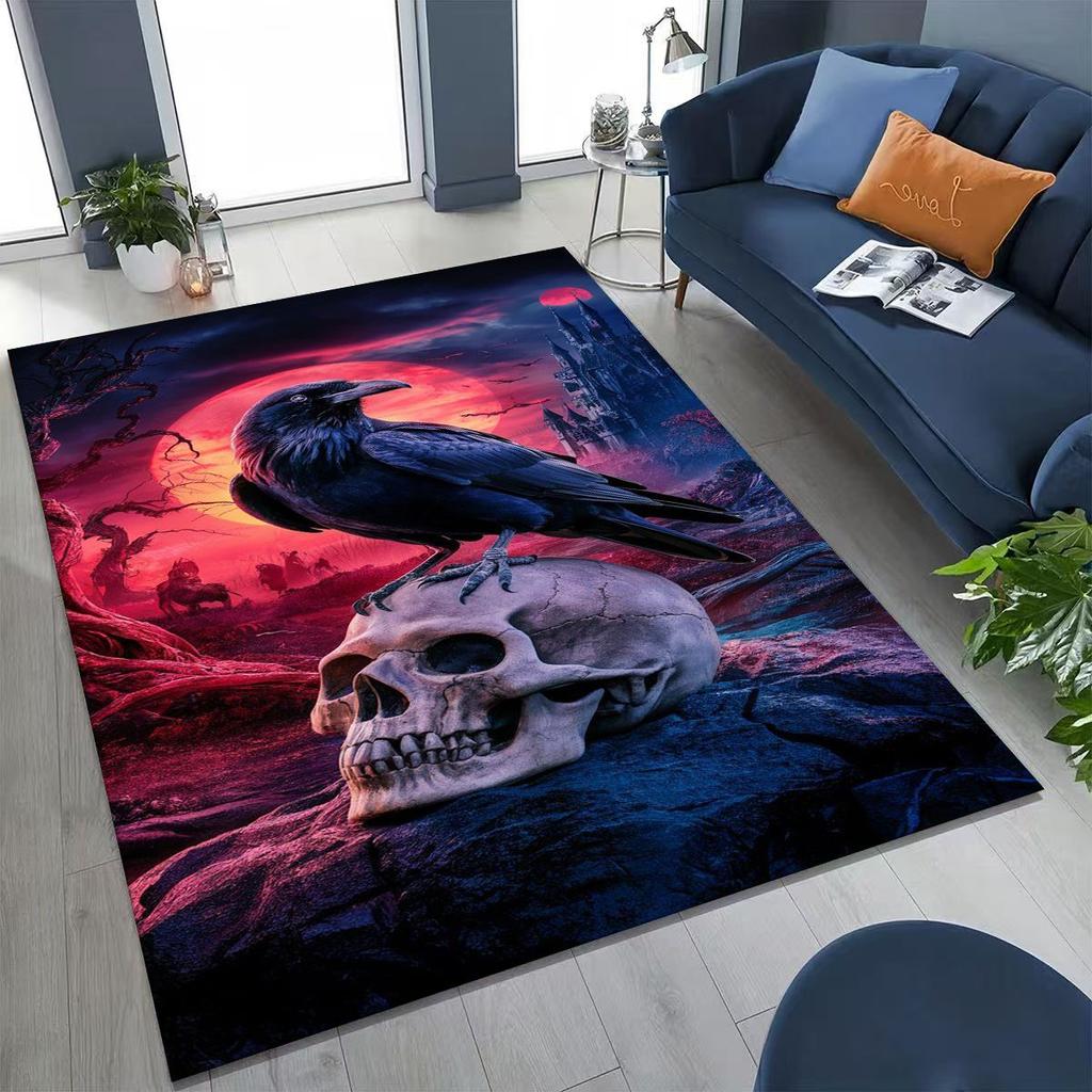 Viking Oding Raven Crow Huginn Muninn Norse Mythology Rug for Bedroom Living Room Sofa Home Doormat Decor,Kid Non-slip Floor Mat