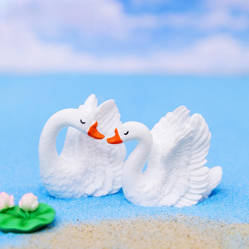 Charming Resin Swan Figurines Diy Creative Micro Landscape Desk Decorations