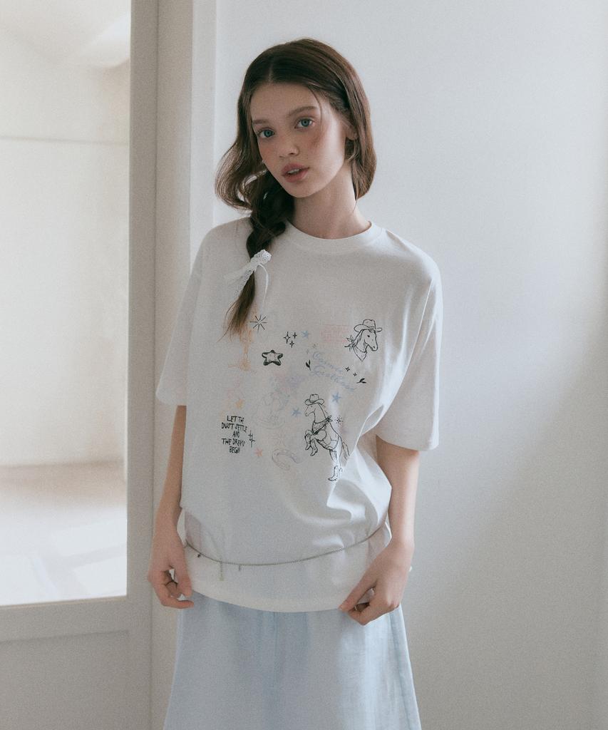 ROEM [Roem X Eunchae] Loose Fit Drawing T-Shirt Rmhwg26Yt1