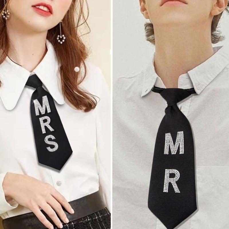 Блестящий галстук-бабочка с готовым узлом, украшенный буквами MR MRS и стразами, для мужчин и женщин, на свадьбы, фестивали, диско-вечеринки