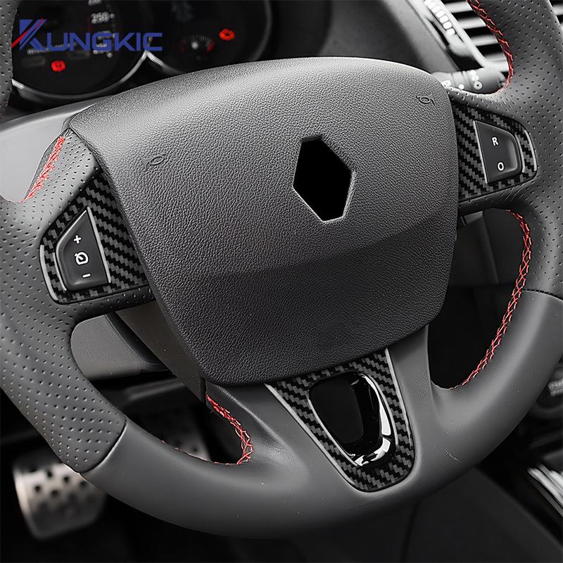 For Renault Fluence Megane RS 2009 2010 2011 2012 2013 2014 LHD RHD Car Steering Wheel Button Real Soft Carbon Fiber Sticker