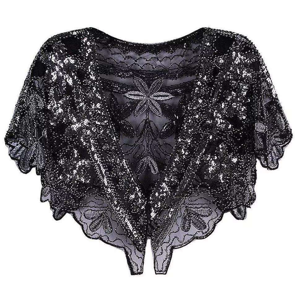 Женская шаль 1920-х годов, вечернее болеро с бисером и накидками-хлопушками