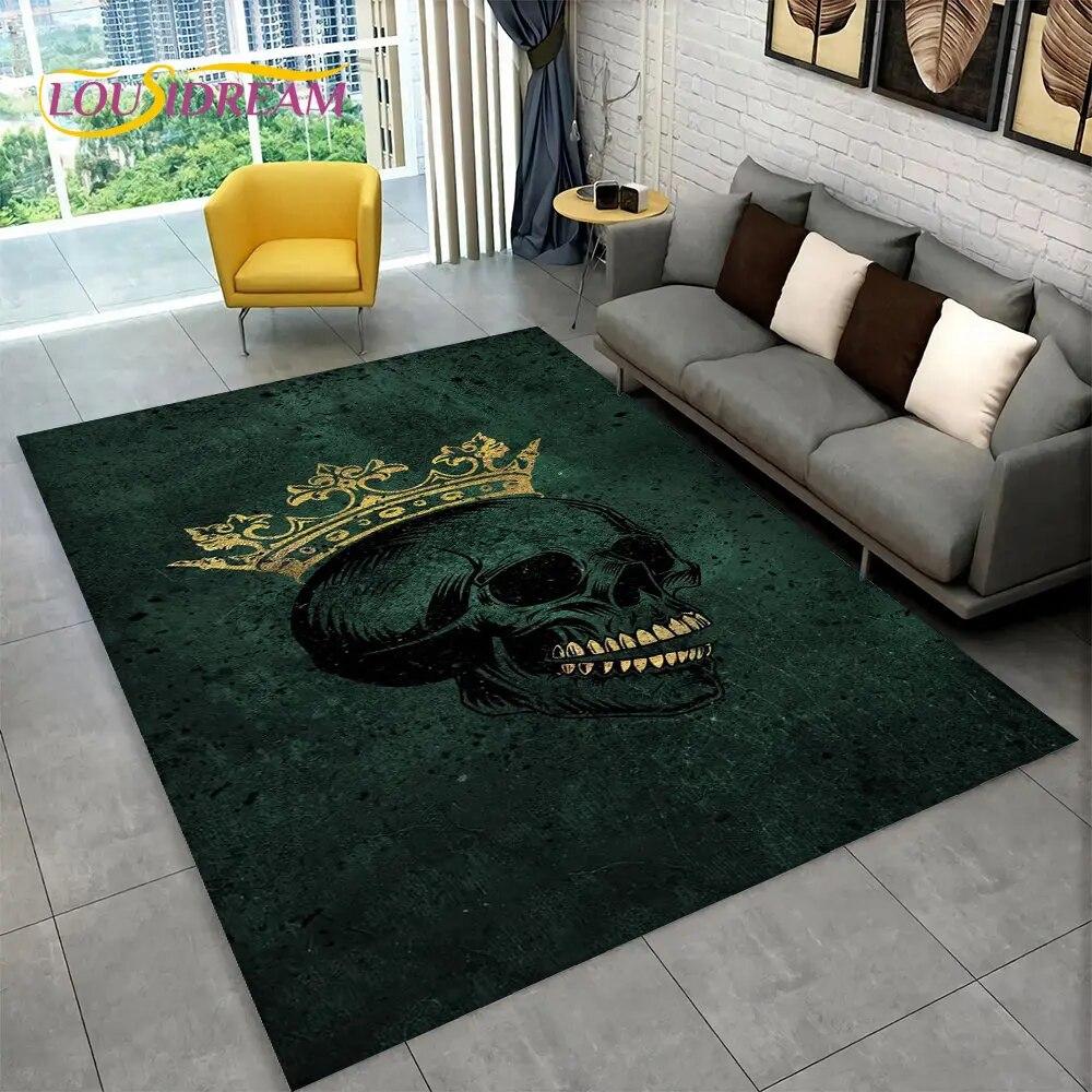 3D Creative Gothic Horror Skull Modern Area Rug,Carpet Rug for Living Room Bedroom Sofa Doormat Decor,Kitchen Non-slip Floor Mat