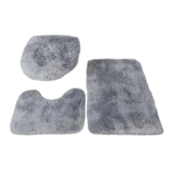 3Pcs/Set Bathroom Rug Absorbent Non Slip Floor Mat U-Shaped Plush Mat Toilet Lid Cover Mat with Rubber Backing for Bathroom Shower Toilet