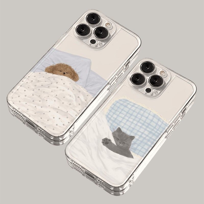 Cartoon Shockproof Transparent Case For iPhone 16 15 14 13 12 11 Pro Max X XS XR Max Clear Bumper Cases Cover Couple Phone Case