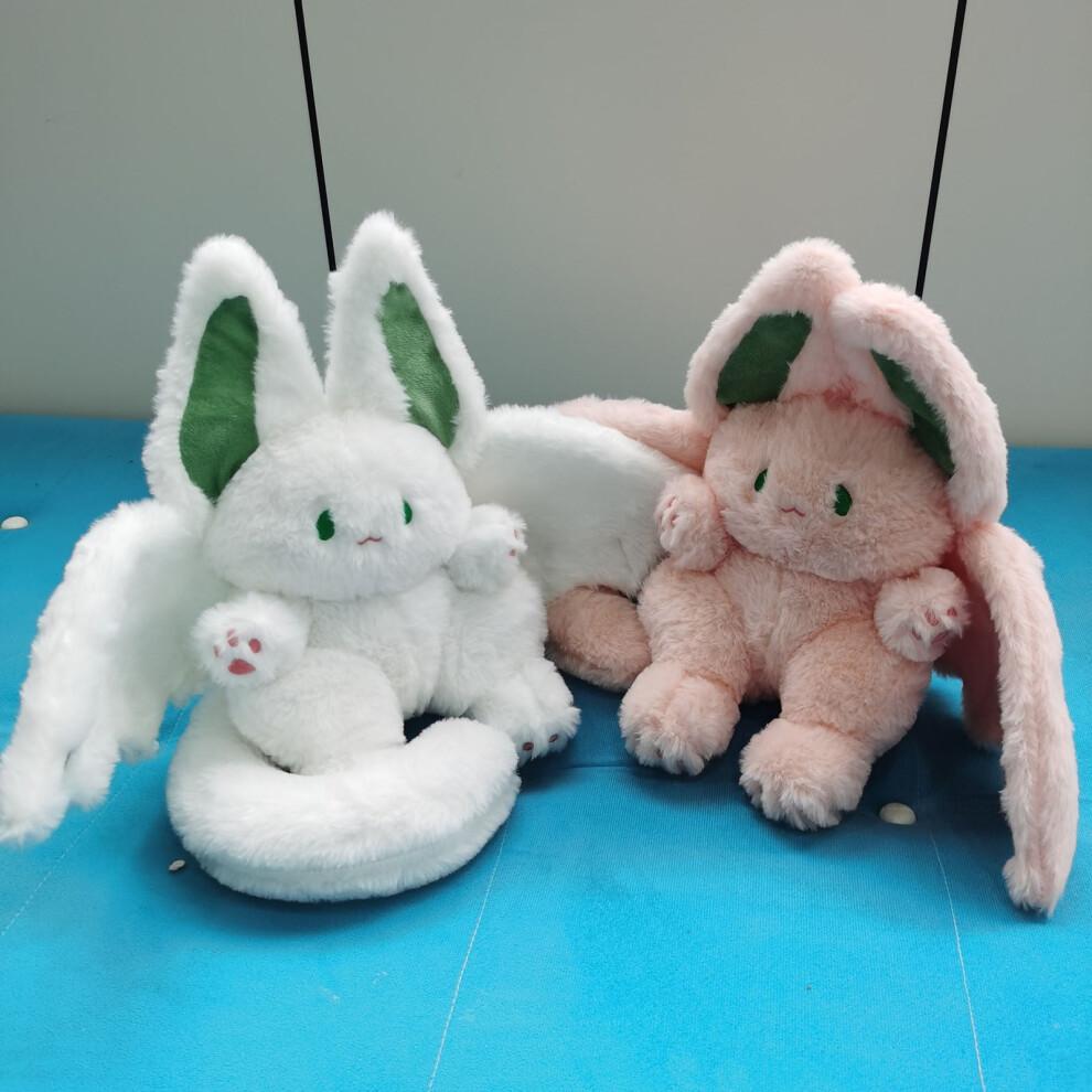 Cute Bat Bunny Plush Pillow Kawaii Bat Rabbit Stuffed Animal White 11."