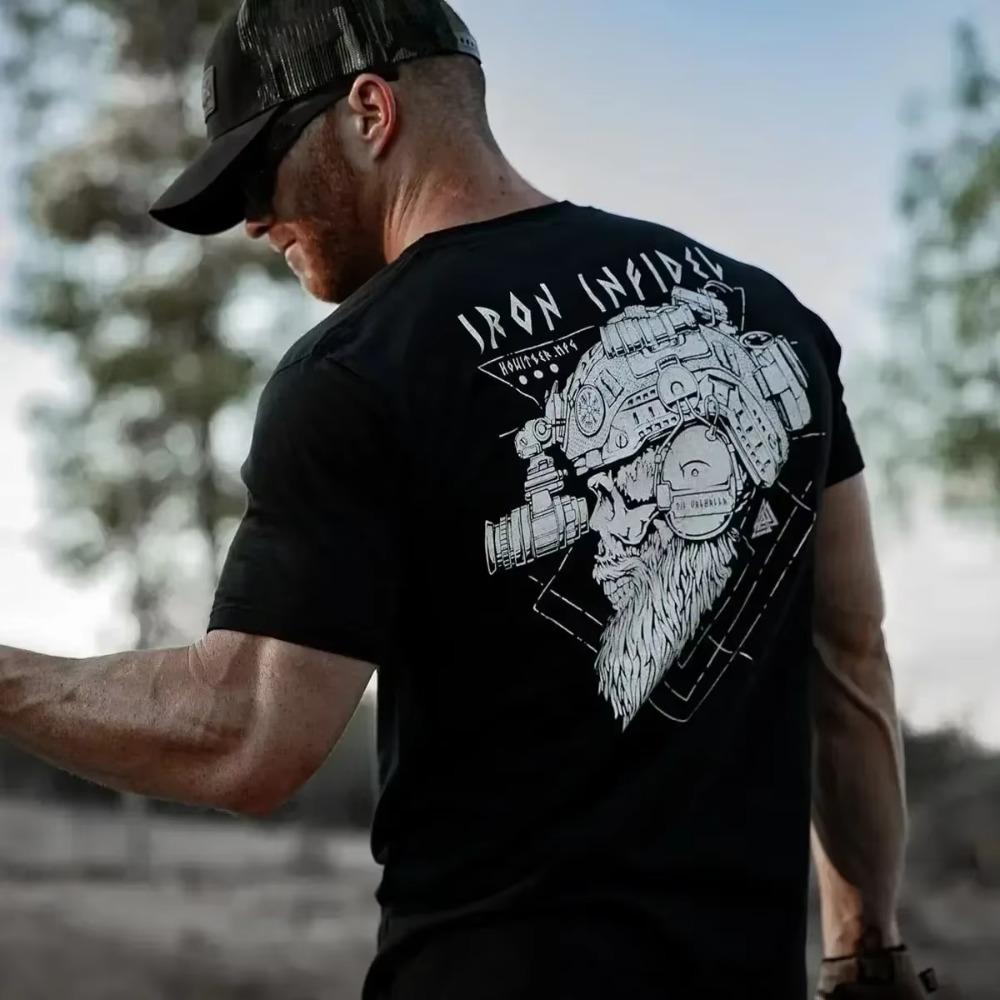 Til Valhalla Shirt American Beard Warrior Tactical Skull Футболка Новая 100% Хлопок Короткий Рукав О-Образным Вырезом Футболка Повседневная Мужская Топ