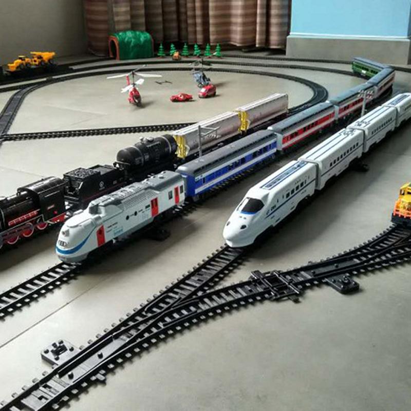 Набор расширения железнодорожных путей для классического поезда Railway King, городские поезда, гибкие пути, прямые и изогнутые рельсы, игрушки-конструкторы