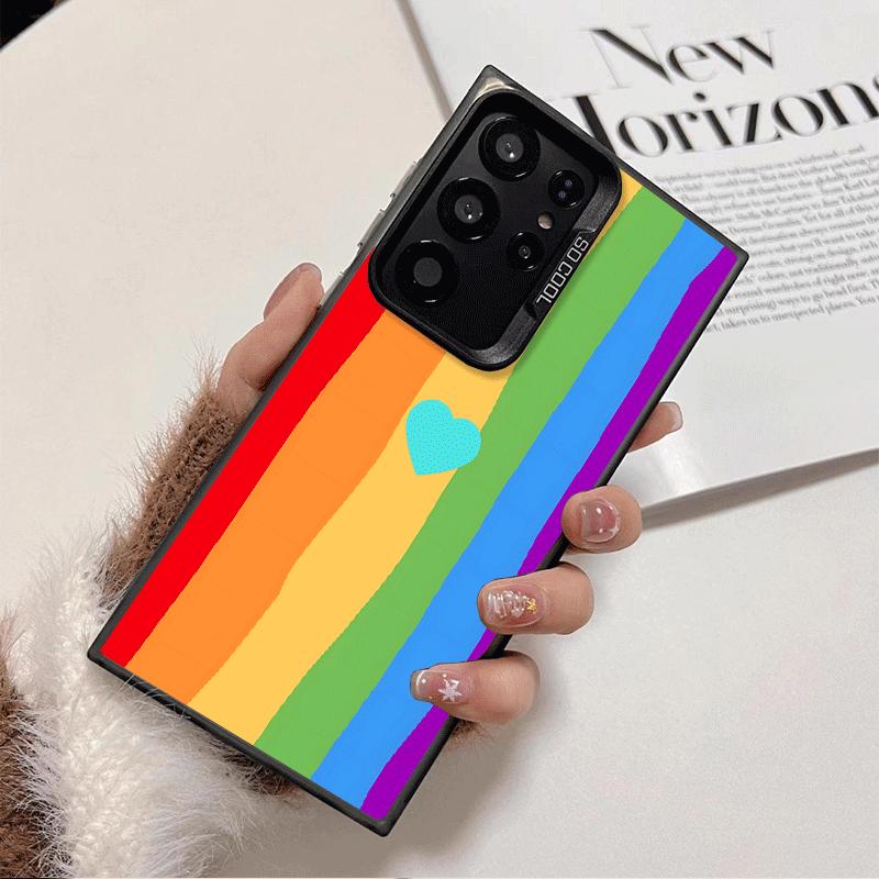 Rainbow Gradient Love Desgin Soft Phone Case for Samsung Galaxy S24 S25 FE S26 Edge S23 Ultra S22 Plus S21 + Shockproof Cover Ba