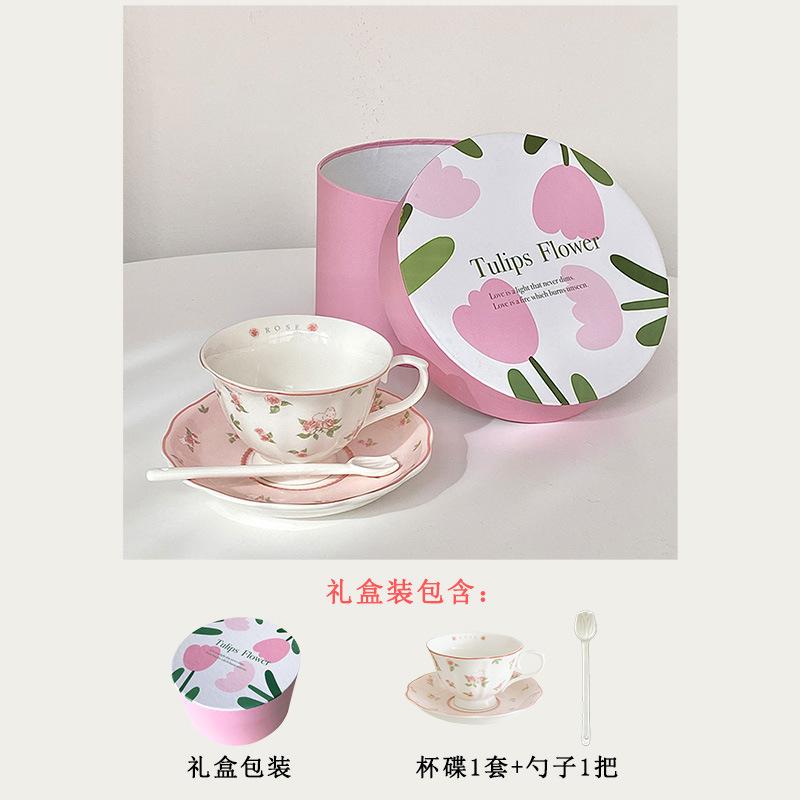 Розовый Кролик Cerc Набор Кофейной Чашки и Блюдца Afternoon Tea Милая Девушка Сердце Винтажный Корейский Sle Завтрак Столовые Приборы Набор