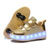 New Runaway Shoes, Girls Four-wheel Pulley Shoes USB Charging Luminous Shoes Skates Invisible Wheels Shoes Double Wheels