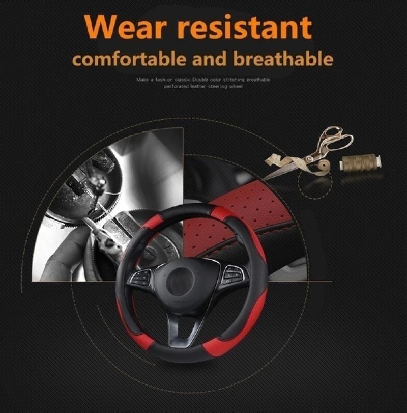 38 см/15 дюймов дышащий чехол на руль из искусственной кожи, аксессуары для рулевого колеса, чехол на руль автомобиля