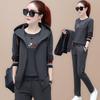 Autumn Three-piece Fashion Vest Women's Long-sleeved Sweater Plus Size Casual Sports Suit