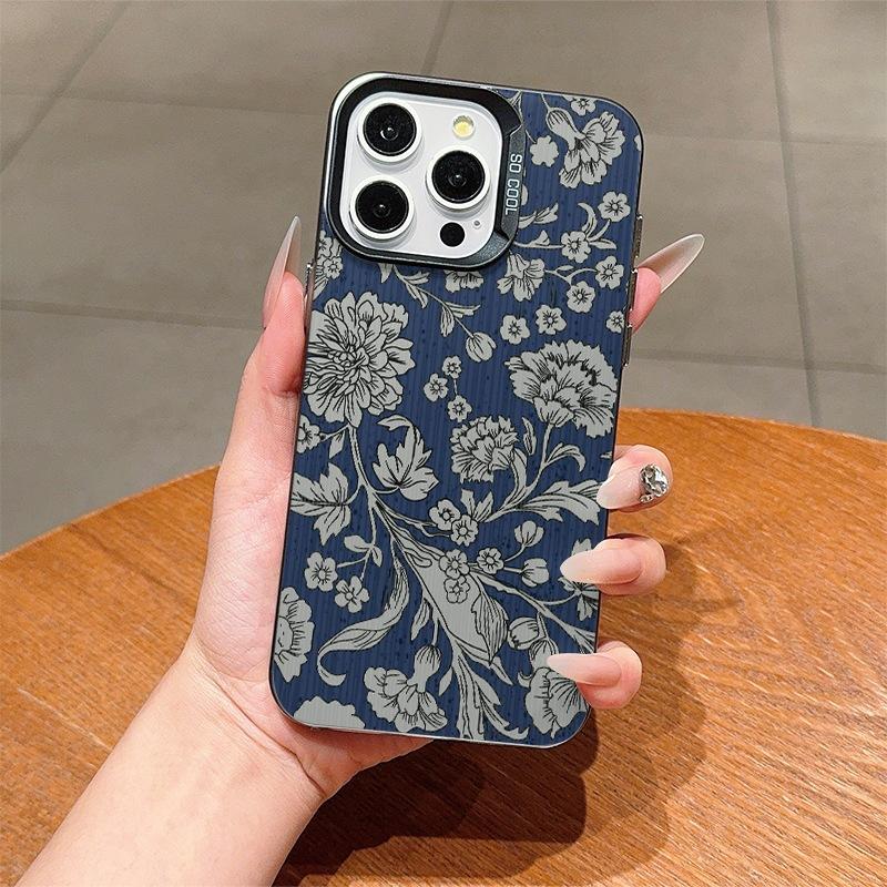 Ретро-синий узор на дне для iPhone15/14plus новый чехол для мобильного телефона Apple 16Pro 11/12/13
