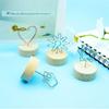 Ornament Home Decoration Photo Clips Picture Holder Frame Round Wooden Base Message Paper Support