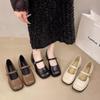 Foreign Trade Tail Goods Retro Mary Jane Women's Shoes Solid Color Square Head Thick Heel Single Shoes Elegant Style Low Heel One-word Buckle