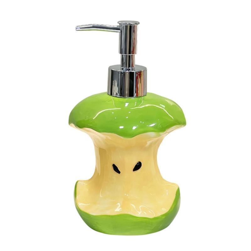 Stylish Ceramic Liquid Soap Container With Press Pump Lovely Fruit Core Soap Dispenser For Home Bathroom Countertop Organizing