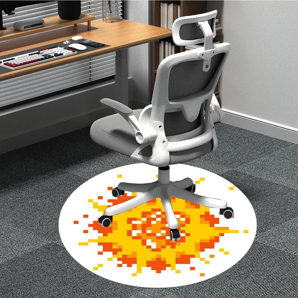 1pc Pixel Sun Carpet for Office Non-Slip, Round Carpet, Soft & Comfortable, Carpet for Office, Round Floor Mat yy251225141