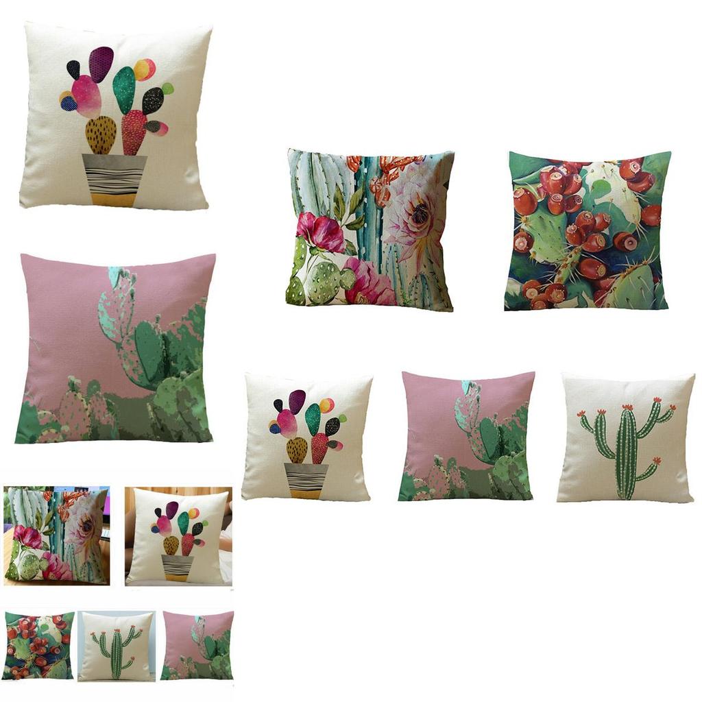 Timeless Tropical Flower Cactus Cushion Cover For Elegant Home Styling