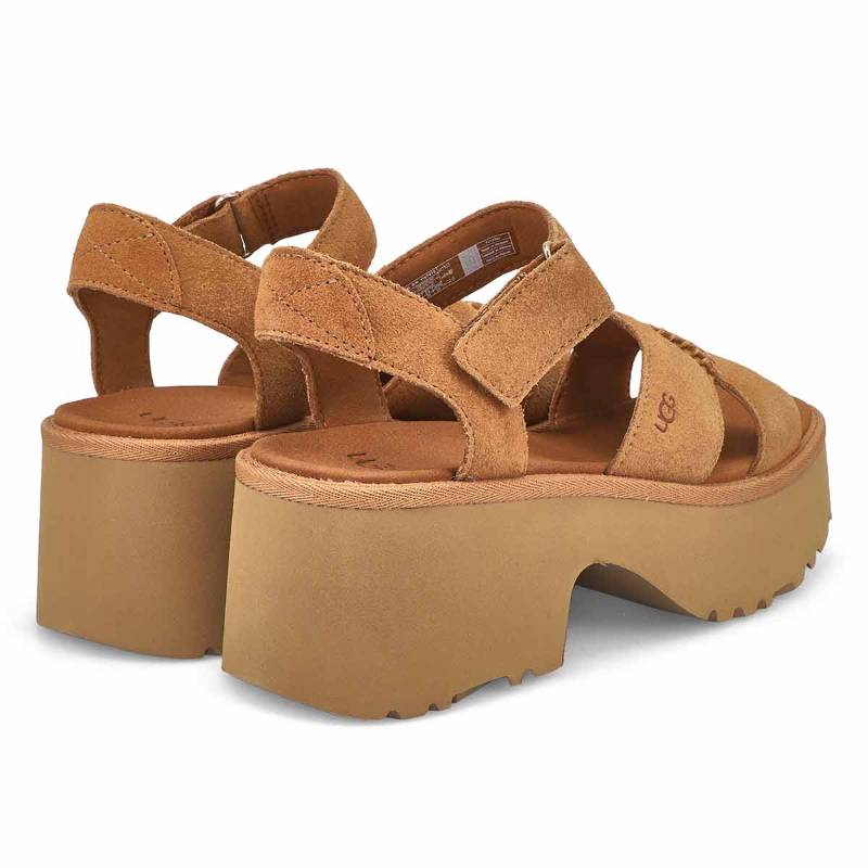 UGG Женские замшевые сандалии на одной лямке, цвет каштановый 1167475-CHE