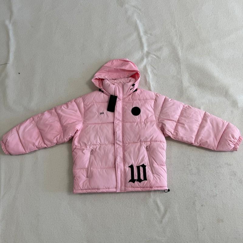 Winter Embroidered Stand Collar Cotton Puffer Jacket Loose Thick Warm Coat Unisex Casual