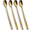 YFWOOD 9.1-Inch Long Handle Iced Tea Spoon, Ice Cream Spoon, Long Coffee Spoons, Stainless Steel Cocktail Stirring Spoons - Set of 4 (Silver)