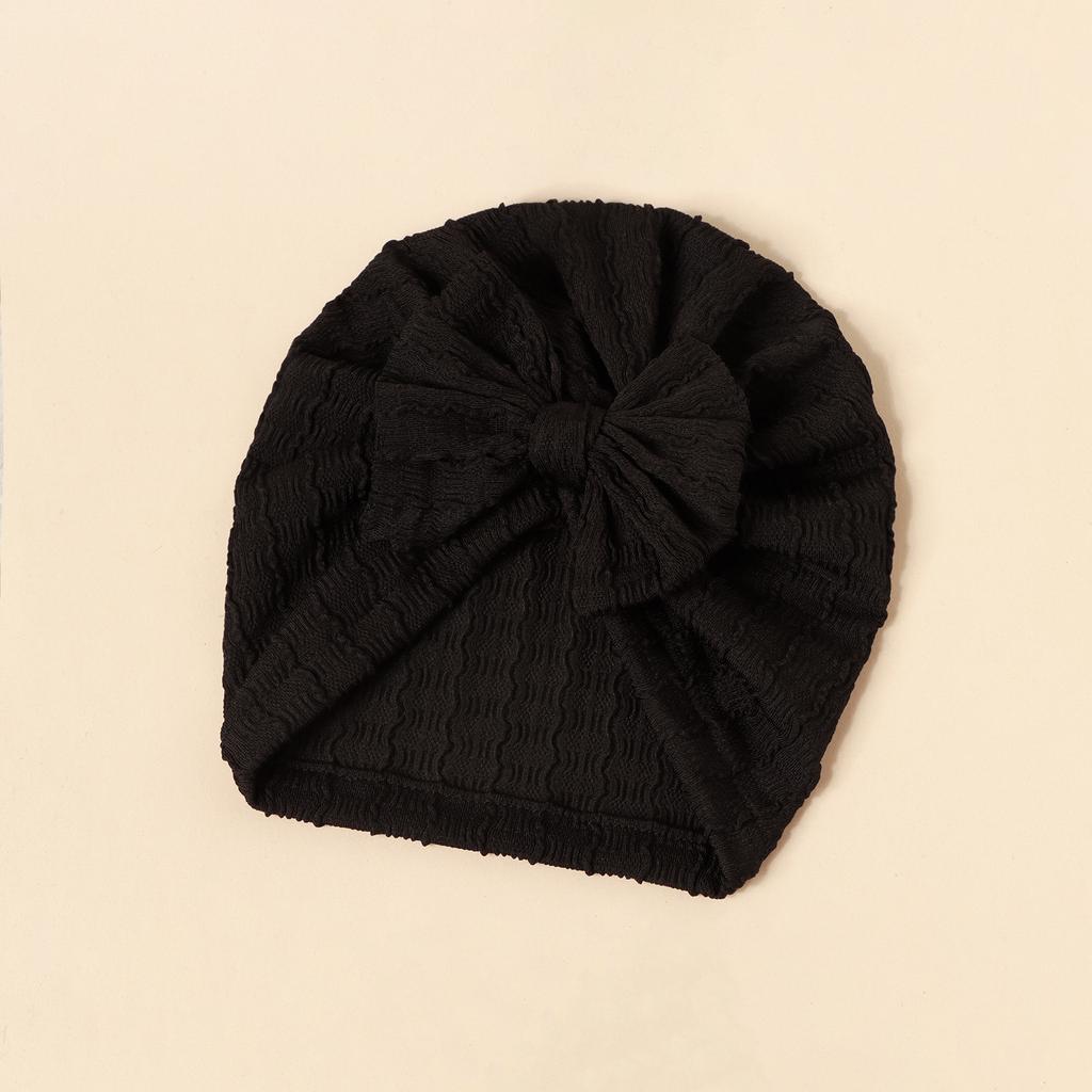 INS Style Baby Kids Headwear with Bow - Stretchy Elastic Newborn Jacquard Bonnet Hat Infant Turban Cap for Girls Boys 0-2 Years Old