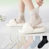 Pure Cotton Women's Summer Thin Mesh Sweat-absorbing, Breathable, Antibacterial and Deodorizing All-cotton Mid-calf Socks