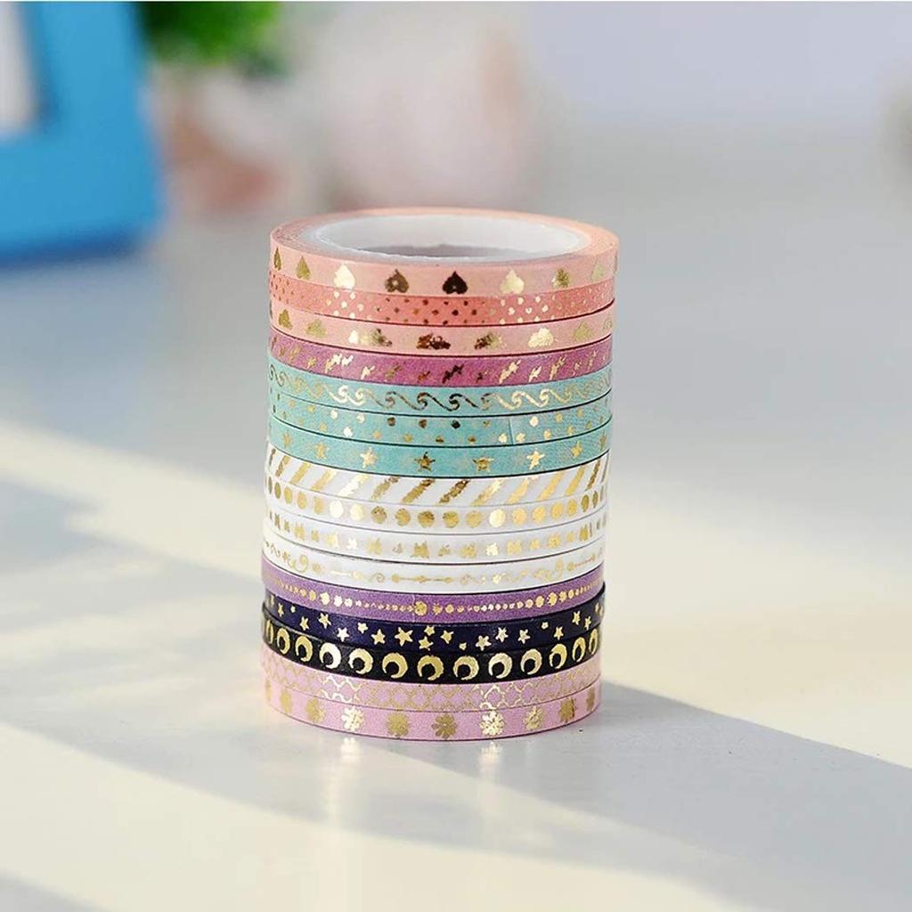 PBM Masking 48 Narrow Christmas Tape, Rolls, 3mm, Bulk, Thin, Wrapping, Gift, Decoration, Design, Colorful, Sparkling,