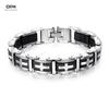 Men's Classic Cross Stainless Steel Silicone Bracelet - Trendy European & American Design, Perfect Holiday Gift