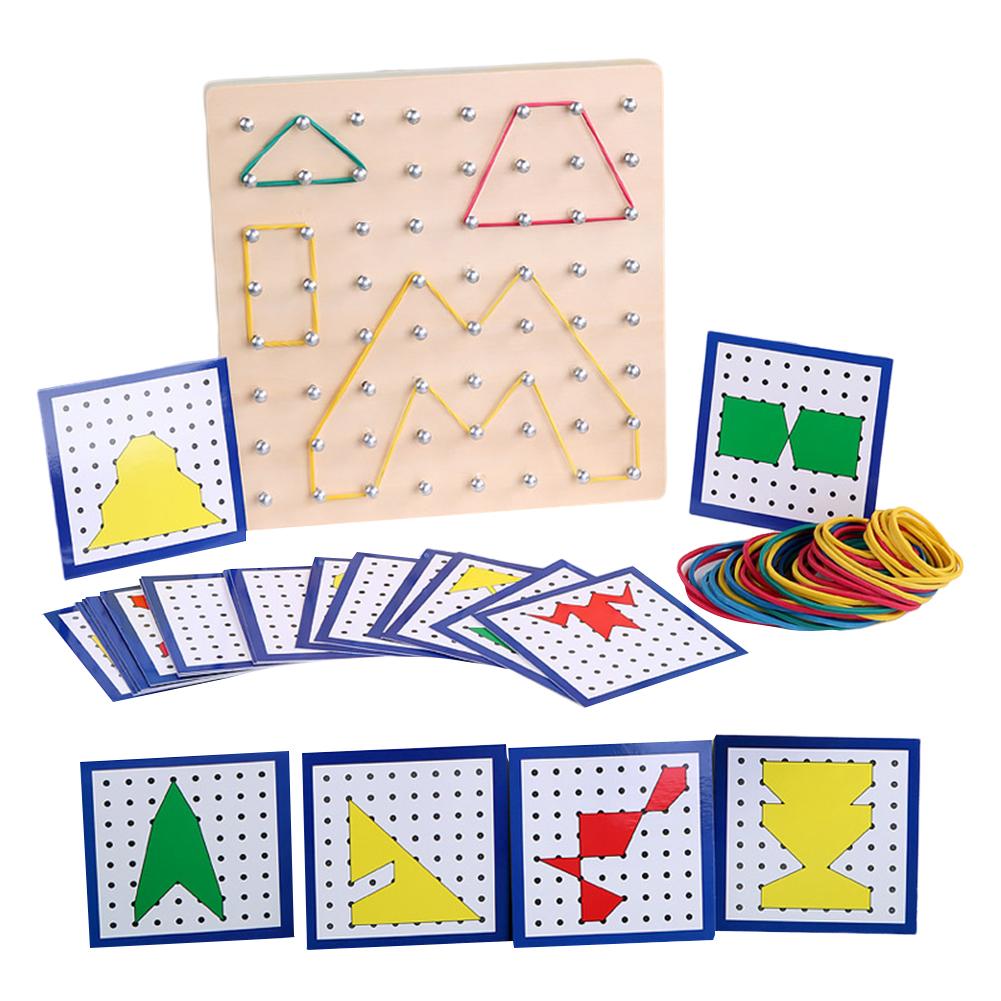 Wooden Geoboard Motor Skills Toy Matrix 8x8/7x7 Early Development Toy for Kids 3 Years Old and Up Gift for Boys and Girls
