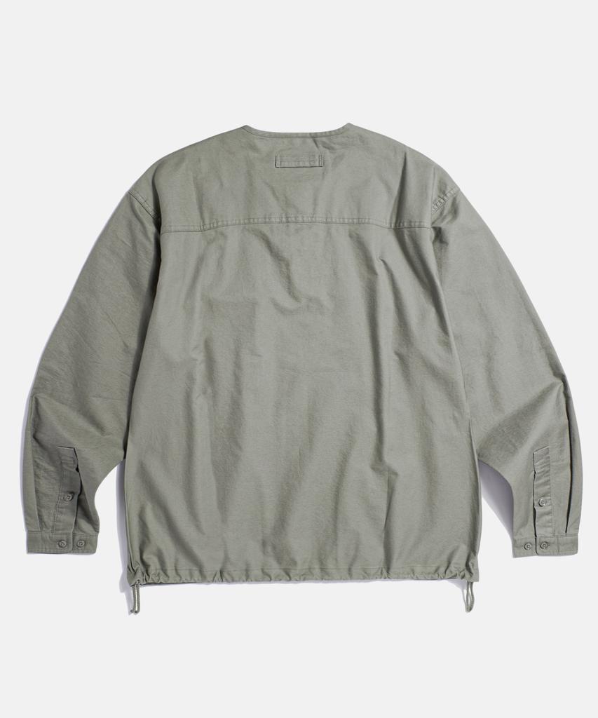 ESPIONAGE Cotton Oxford Henley Shirt Gray