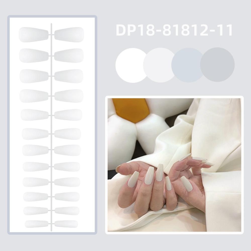 24 шт. Накладные ногти короткой трапециевидной формы с полным покрытием, съемные ногти для прессования, однотонные накладные ногти, женские