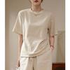 Pure Cotton T-shirt for Women Short-sleeved Casual Loose Straight-tube Summer New Round Neck Top Base Shirt