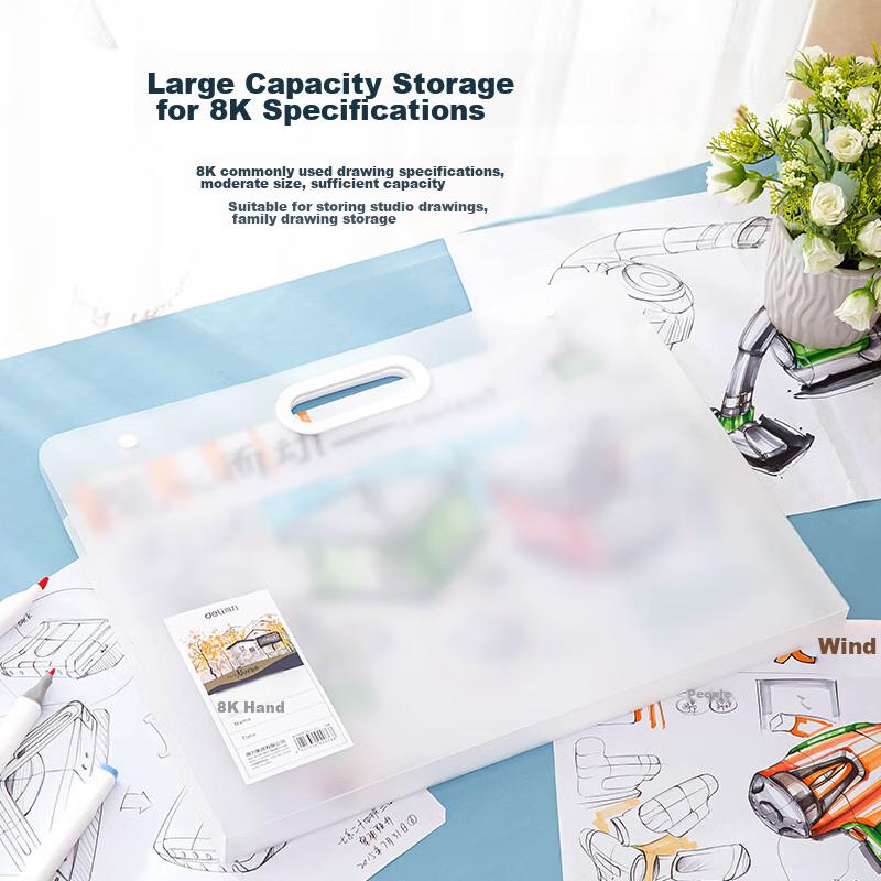 8K Drawing Storage Handbag Folder, Outdoor Portable Waterproof Drawing Storage Bag, Art & Doodle File Protection, Sketch Hand-Drawing, White 72702