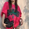 2025 Summer Casual Oversized T Shirt Pure Cotton Short Sleeve T-shirts Women Harajuku Letter Print Y2k Tops Hip Hop Streetwear