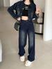 Blue High Waist Straight Jeans Loose Fit Washed High Rise Wide Legs Jeans Women's Denim Jeans & Clothing