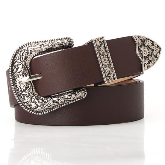 Women Retro Belt Solid Color Faux Leather Waistband Adjustable Length Multi Holes Design Jeans Belt Costume Accessories