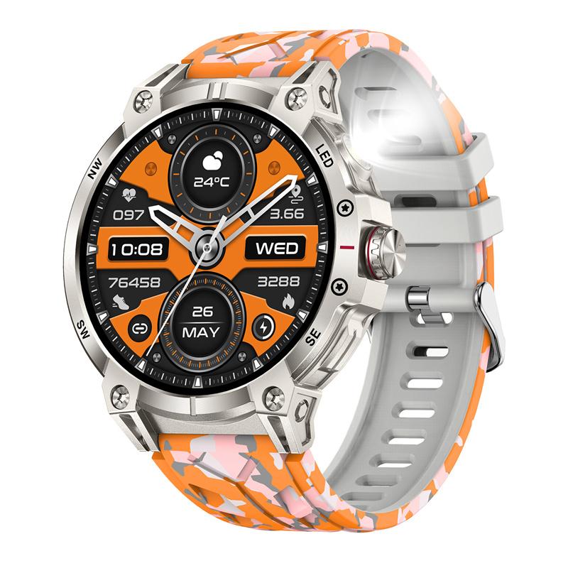 Умные часы KC89 для мужчин, для занятий спортом на открытом воздухе, светодиодный фонарик, компас, Bluetooth-звонок, голосовой ИИ, мониторинг здоровья, фитнес-трекер, смарт-часы