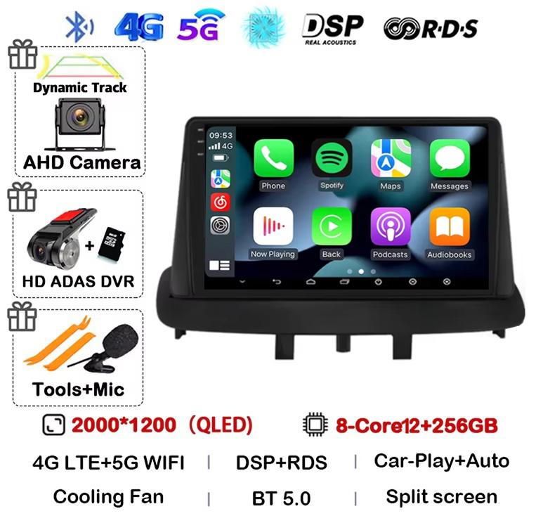 Android 14 Carplay Auto Для Renault Megane 3 Fluence Samsung SM3 2008 2009 2010 2011-2014 Автомагнитола GPS Мультимедийный плеер Стерео