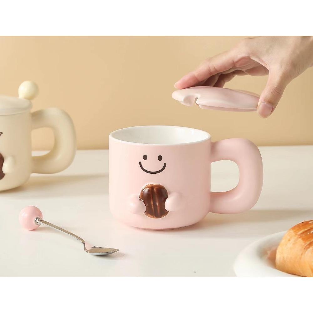 Милая чашка, керамическая кружка с эффектом выражения, пара чашек, подарочный сувенир, офисная кофейная чашка, рельефная чашка для воды