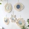Wall Mirror Round Aesthetic with Tassels Home Decoration Woven Cotton INS Boho Macrame Wall Art Mirror Photography Props