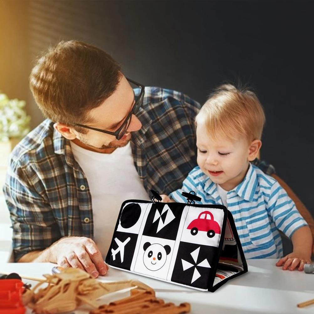 Tummy Time Mirror Toy for Baby High Contrast Activity Mirror Teether Toy Black and White Baby Toys