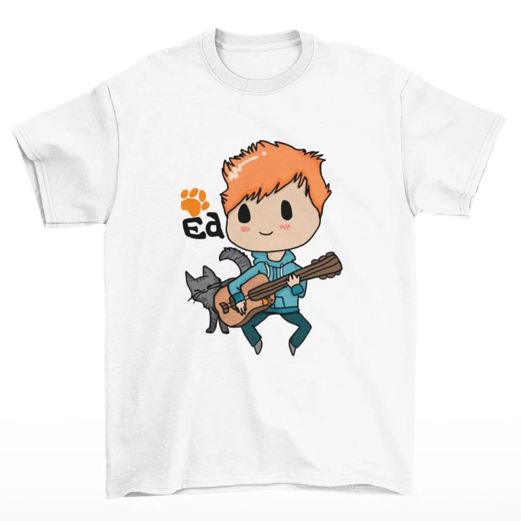 Ed Sheeran Cute cartoon graphic 100Cotton shirt unisex Y2k hiphop 2026 Summer New Mens Oneck Short sleeve Tshirt fan gift