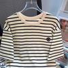 Harajuku Graphic Embroidery Short Sleeve T Shirt 2024 Summer Fashion Stripe T-shirt Casual Loose Women Clothing Young Girls White Y2k Tops Streetwear