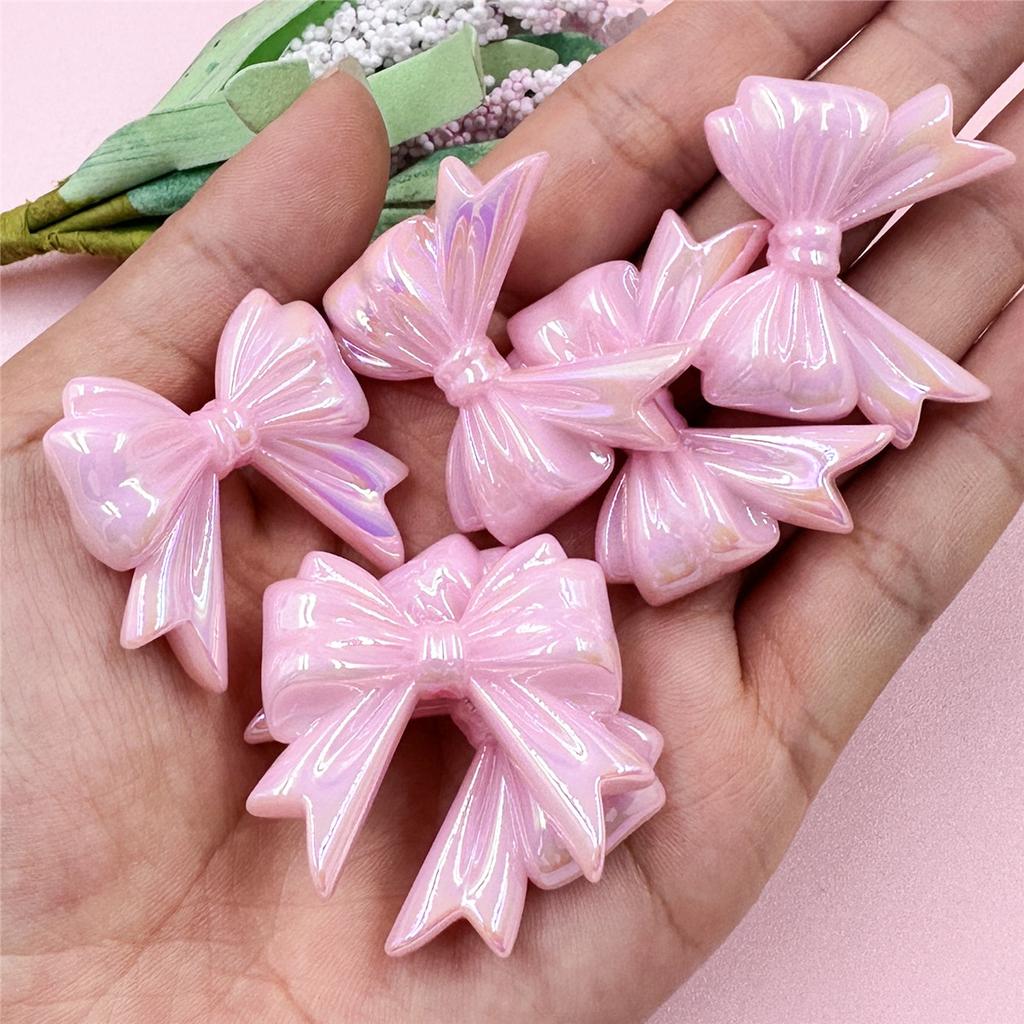 Hanmade Jewelry Making Beading Neclace Bracelet Bowknot DIY Findings 6Pcs 32.3*36.6mm for Crafted Big Bow Handcrafted Acrylic Loose Beads